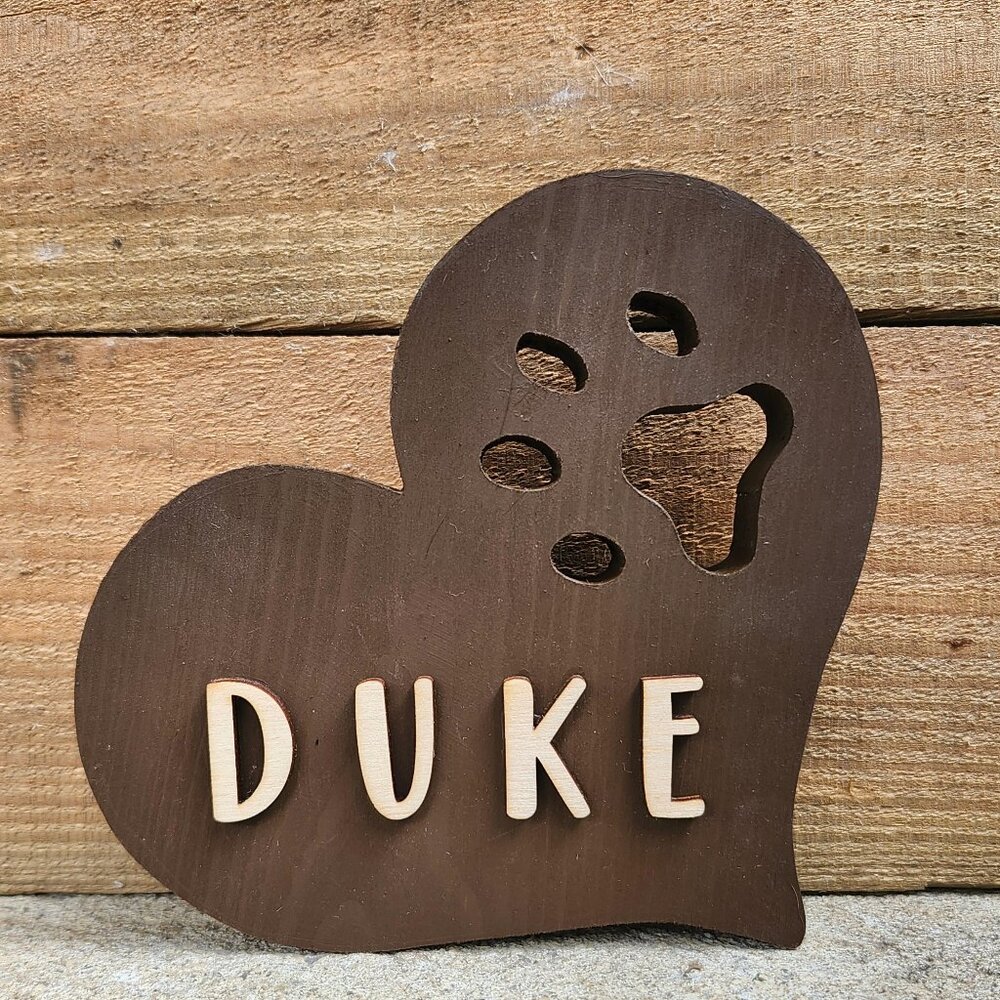 Custom Pet name pawprint cutout